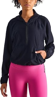 altiland Lightweight Workout Jacket for Women, Cropped Athletic Gym Running Hoodie, UV Protection Half Zip Pullover UPF 50+