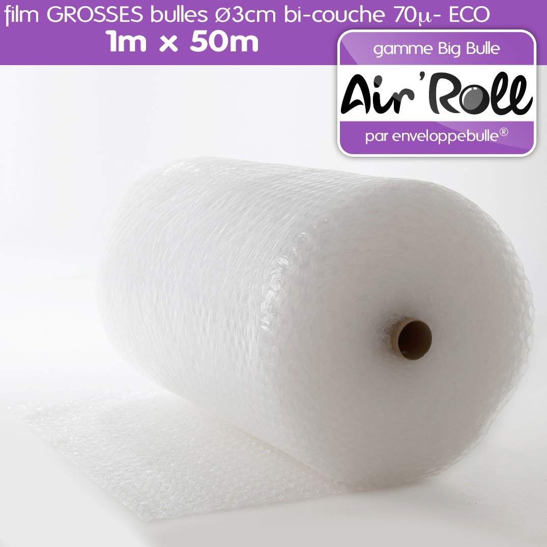 enveloppebulle 1 Rouleau de film GROSSES BULLES d'air largeur 1m x longueur 50m - gamme Air'Roll ECO