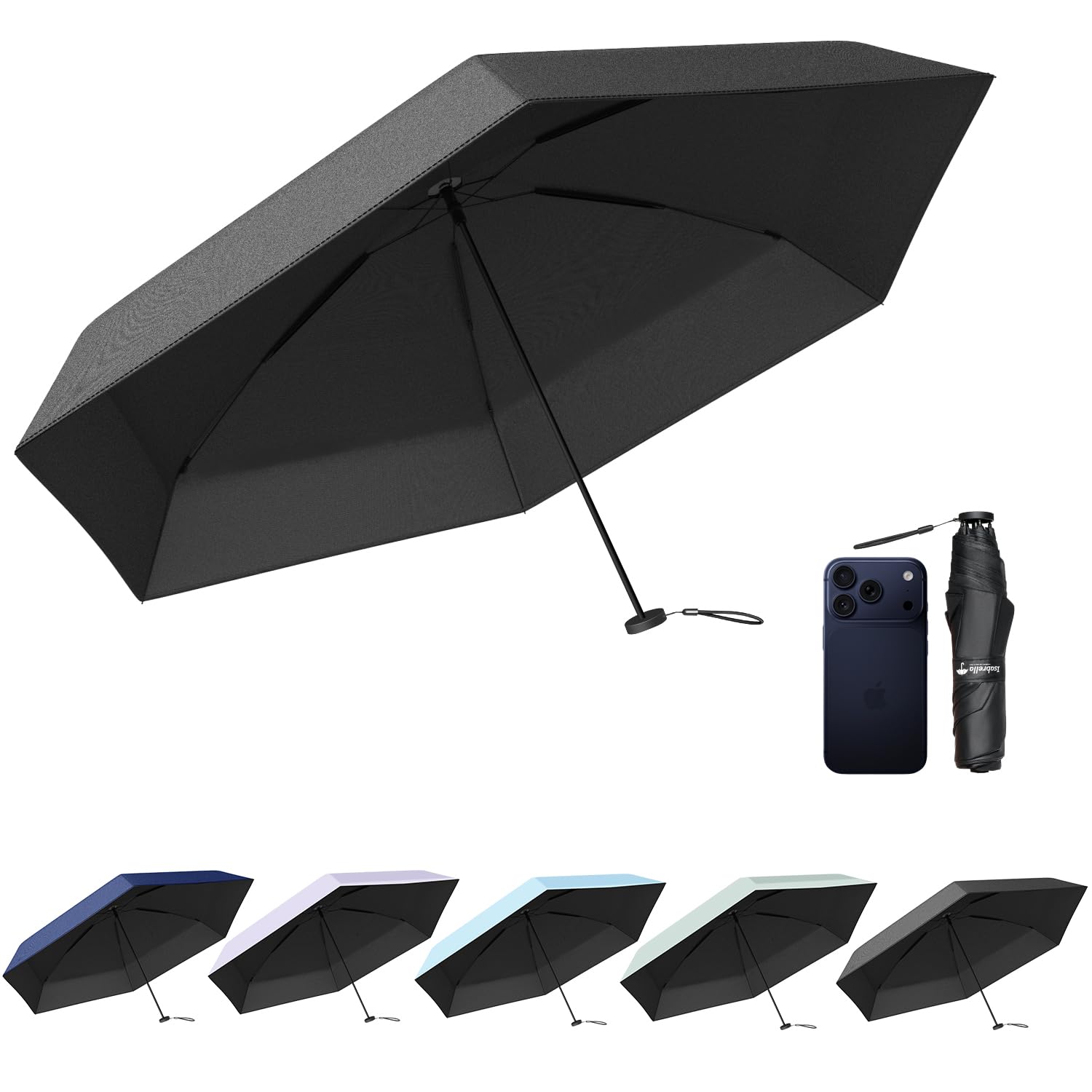 UPF 50+ UV Protection Ultra Lightweight Small Umbrella for Women & Kids, 130g Mini Pocket Umbrella, 3 Fold Compact Travel Umbrella, 38-Inch Windproof Canopy, Small & Portable for Daily Use-image-29
