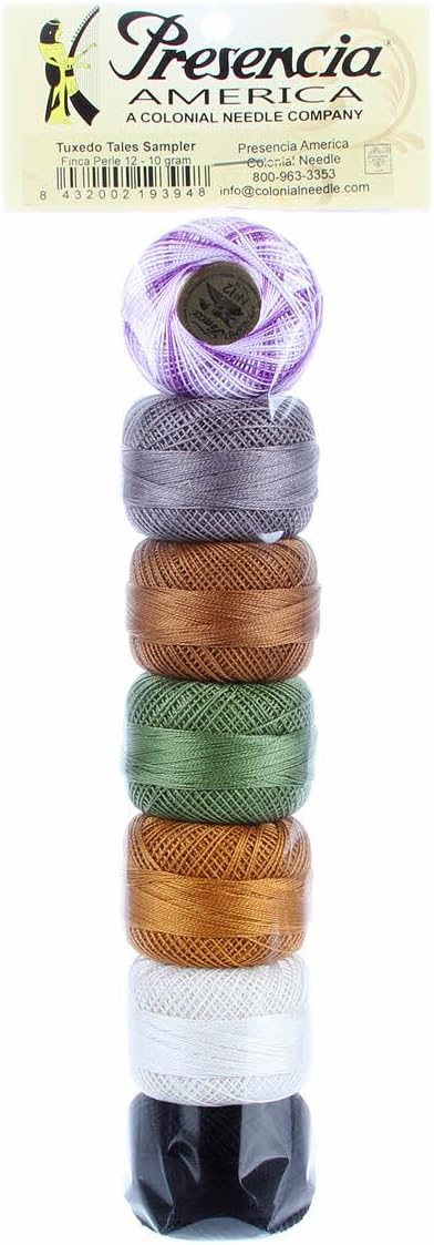 Presencia Finca Perle Cotton Size #12 Thread Sampler Pack for Sashiko, Embroidery, and Quilting (BS Tuxedo Tales)