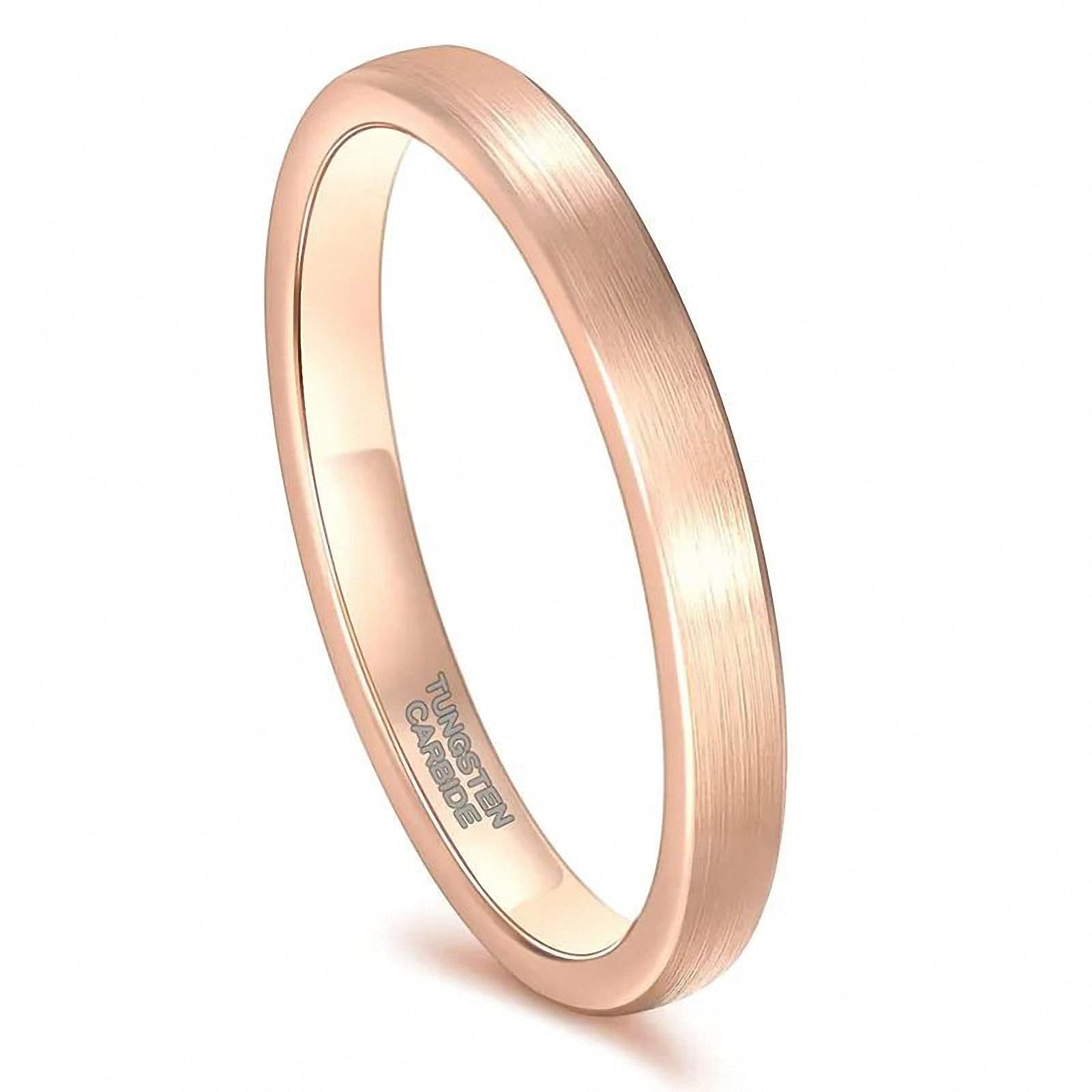 Ring Brushed Wedding Band for Women Tungsten Rings Jewelry Couple Never Fade Rust 3 mm Rose Gold 7.5