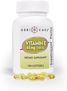 GeriCare High-Potency Vitamin E Capsules – 100 IU for Skin & Immune Support, 45mg | 100 Count | Organic Vitamin E for Women and Men