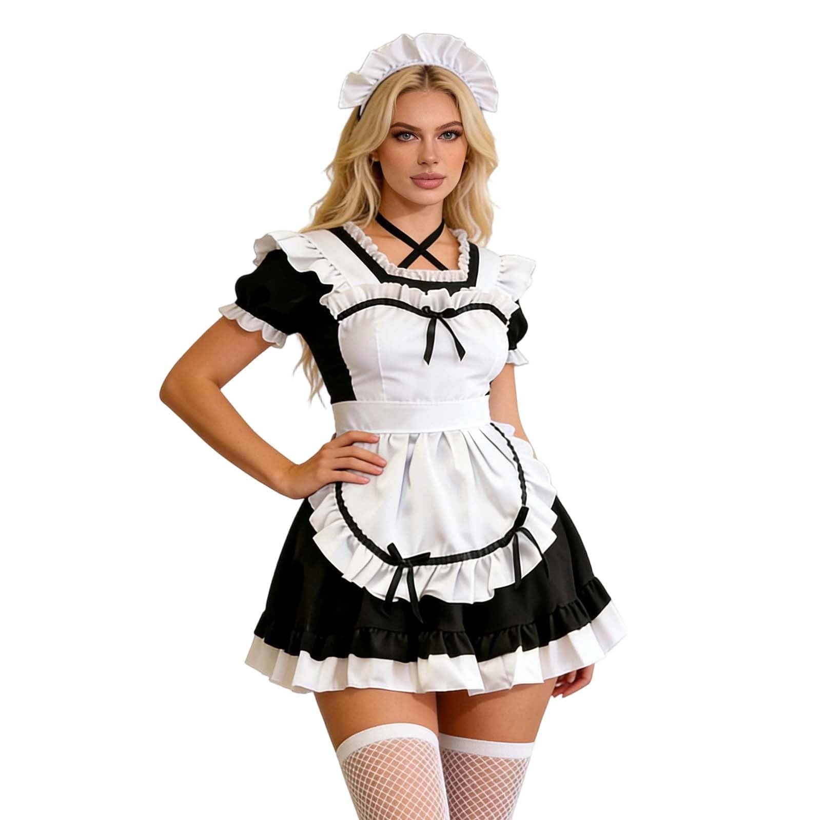 Generisch Elegancka sukienka na występy sceniczne, cosplay, fartuch, z długim rękawem, koronkowy