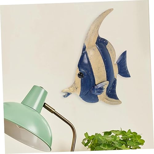 Miniatura 6 de BESPORTBLE Peces a rayas de hierro forjado para jardín, arte de metal al aire libre, escultura de animales inspiradores, peces tropicales, arte de