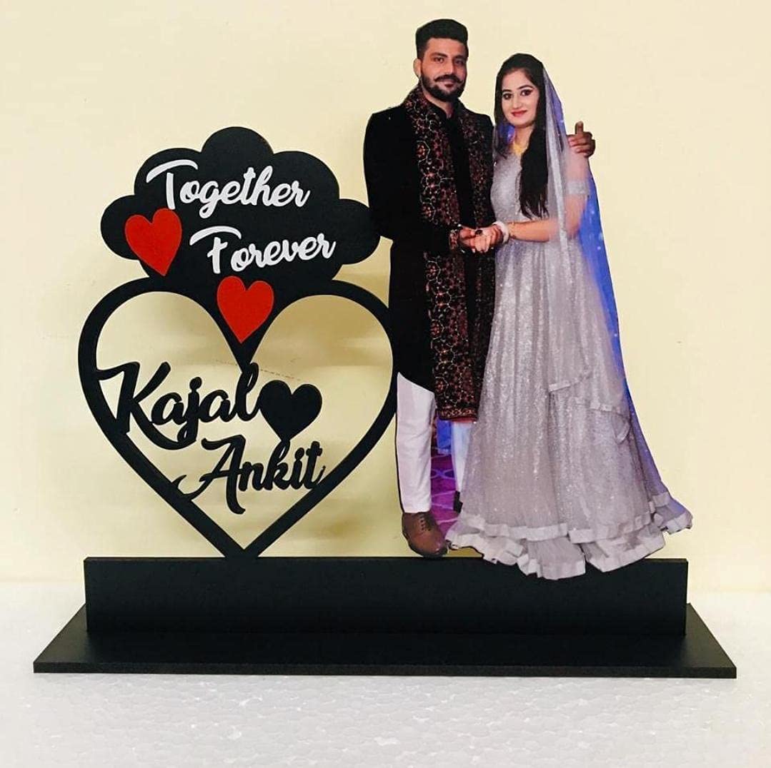 BHATI CREATIONS Customized Cutout Stand for Couples|Personalized Cutout Photo Frame Stand| Customized with Your Photos