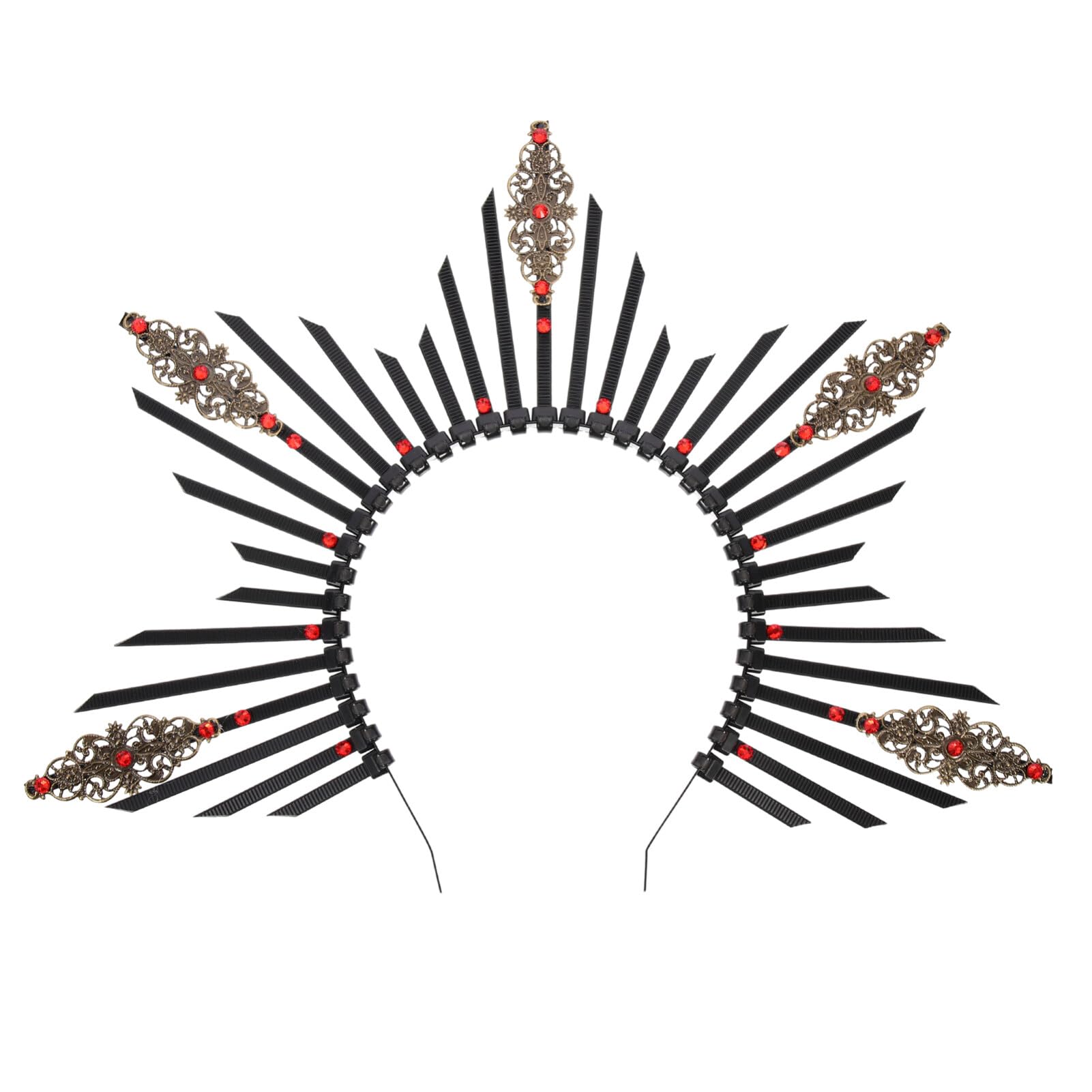 Beaupretty Cerchietto per capelli con cerniera, con chiodo, per donne e ragazze, per cosplay, colore nero