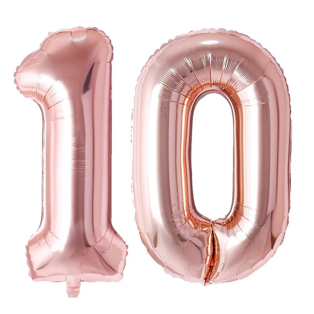 Number 10 Balloon Rosegolden Numbers Balloons 10 Birthday Party Foil Balloon 10 Deco Anniversary-100cm — image 1