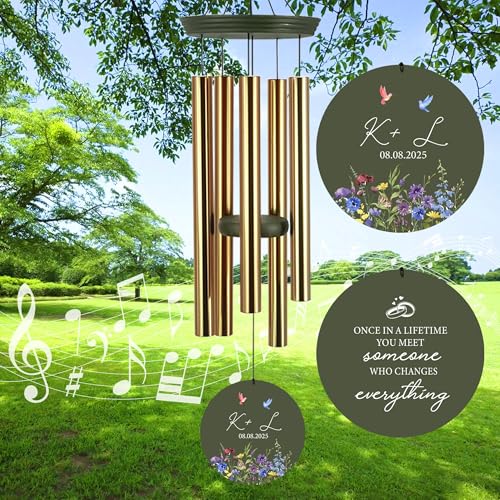 Image of 2025 Wedding Wind Chimes for Couple, Deep Tone Personalized Wind Chime, Wedding Gifts for Couples, Customized Windchime for Husband /Wife(Produced in Texas)
