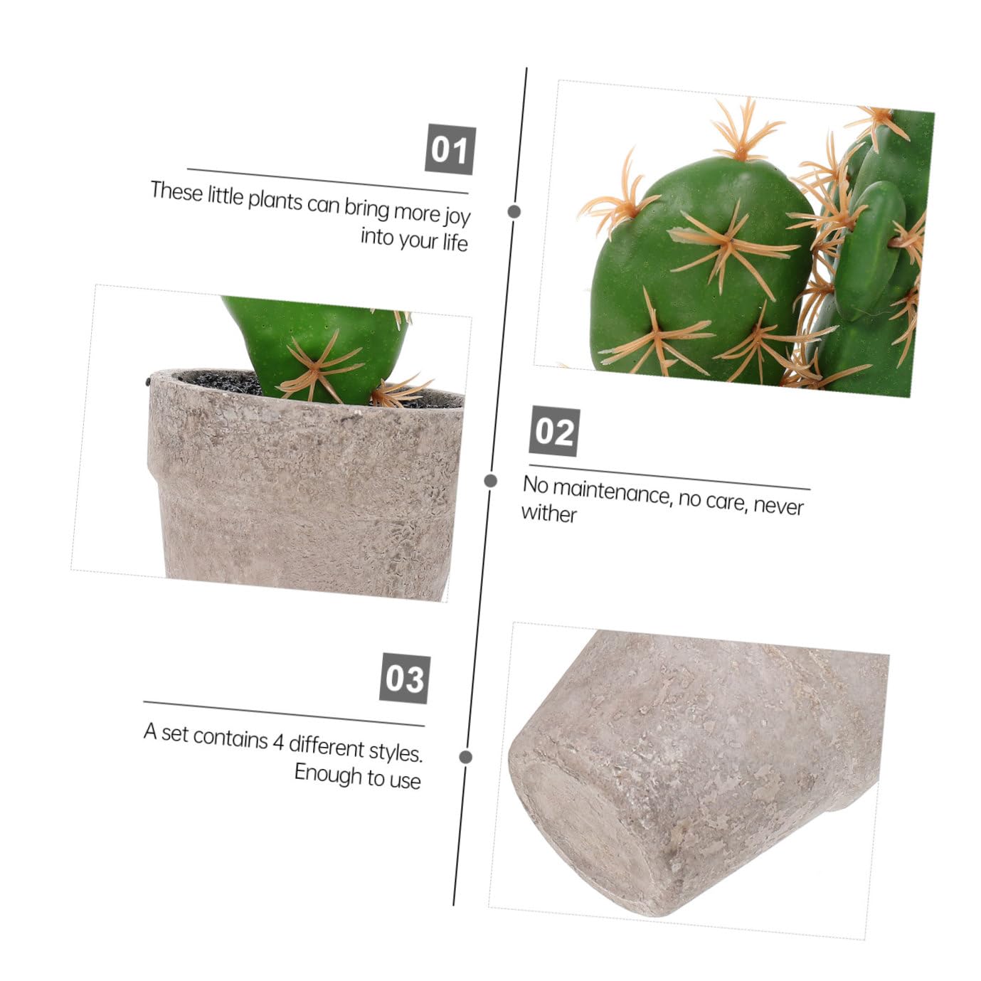 jojofuny Set 4 Pezzi Piante Grasse Finte in Plastica e Polpa, Decorazione per Ufficio e Soggiorno Aspetto Naturale e Facile Cura
