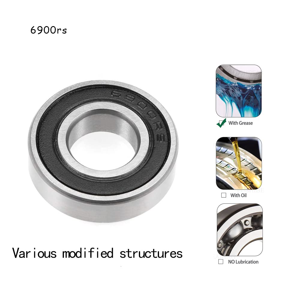 6900-2RS Ball Bearings 10x22x6 mm Rubber Seal Deep Groove Double Shielded for Skateboarding Inline Skates
