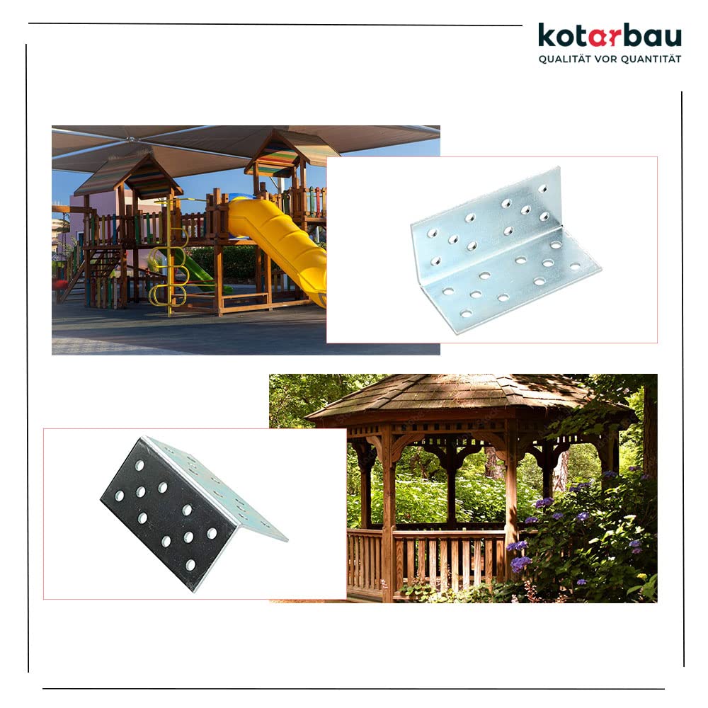 KOTARBAU® 100 soportes de esquina en forma de L, 40x80x40 mm, Acero galvanizado, Conector de ángulo recto de unión de 90 grados, con agujeros de montaje, escuadras metálicas para muebles, 100 unidades