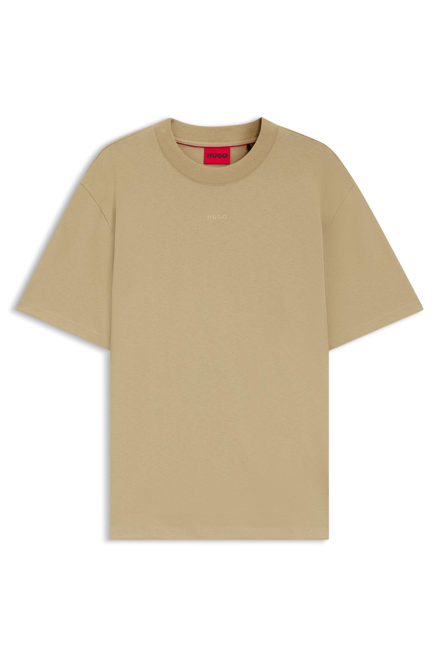 HUGO Dapolino Centre Logo Relaxed Fit T-Shirt, Beige, Size L, Men