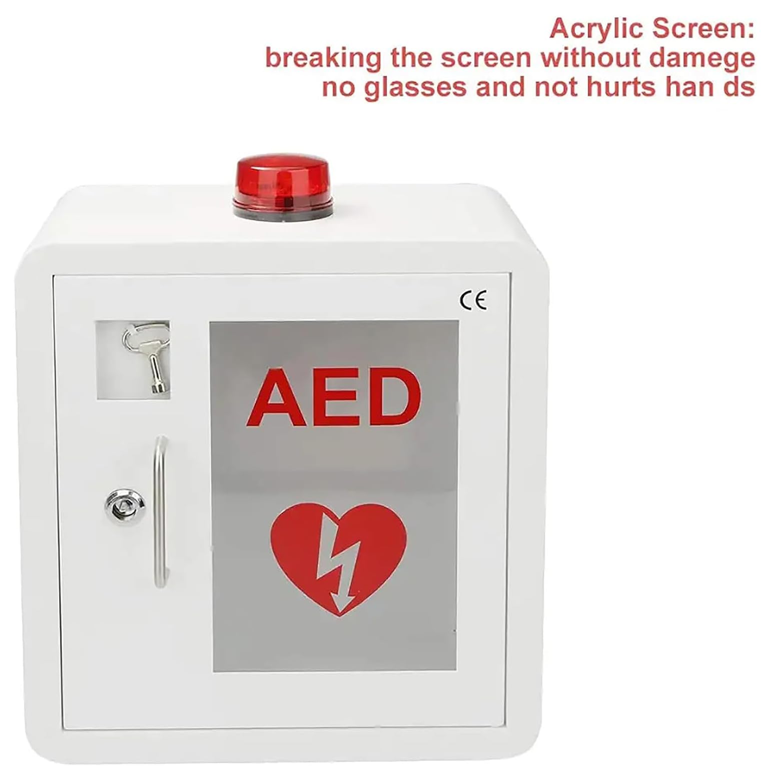 Boîte De Premiers Secours Murale en Acier, Armoire De Rangement pour Défibrillateur AED avec Clé, Alarme De Défibrillation, pour La Maison, Les Soins Infirmiers, Le Bus, Les Lieux Publics