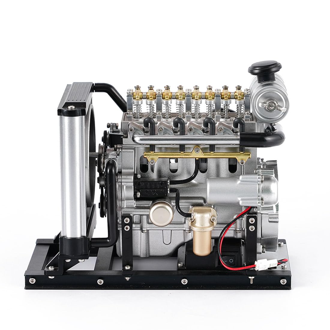 Kit de moteur à combustion 1/10 DIY Mini modèle de moteur en métal, lignes OHV, 4 cylindres, kit de modèle de moteur diesel avec système de refroidissement, jouet éducatif, cadeaux pour