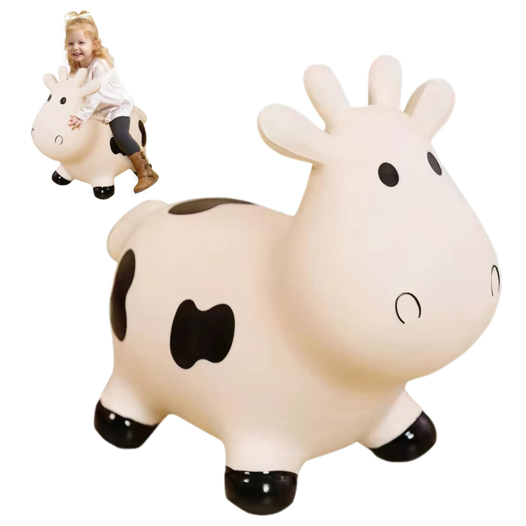 Animali gonfiabili Simpatica mucca gonfiabile per bambini piccoli cavalcano un cavallo rimbalzante che salta giocattoli di mucca rimbalzanti regalo di compleanno per bambine e bambini 18 mesi +