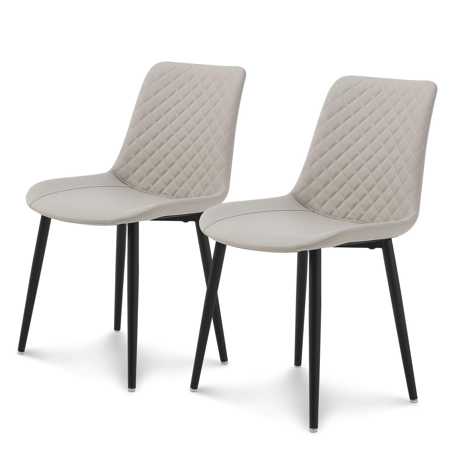 seonyou sillas de Comedor Pack 2 sillas Cocina, Diseño nordica Silla Tapizada Cuero Sintético sillas Comedor Modernas, Beige Ergonomica Silla Estructura Metálica