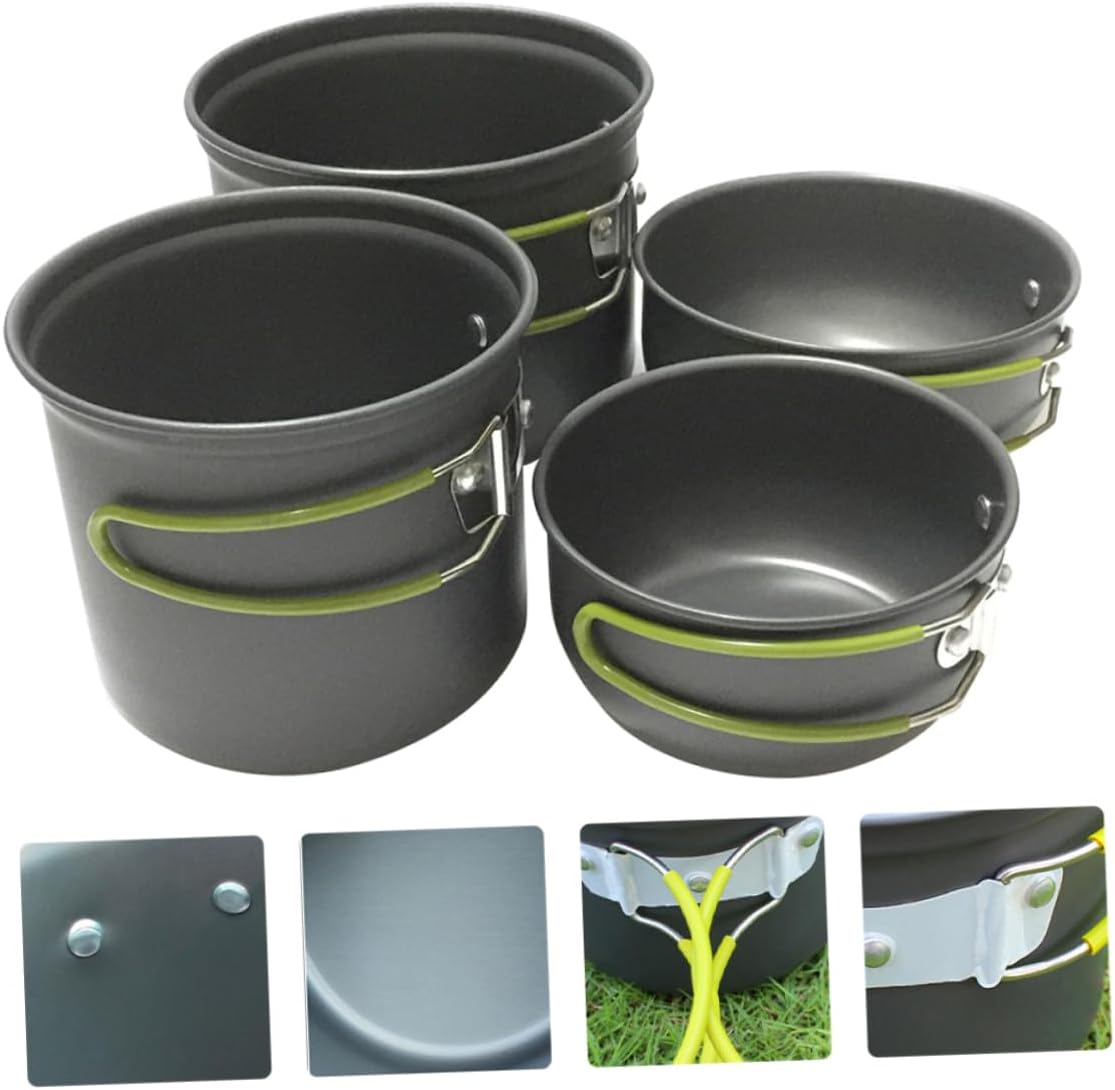 VICASKY 1 Set Portable Camping Utensils Aluminium Alloy Cooking Kit for People Non Stick Durable Outdoor Cookware for Picnics and Barbecues
