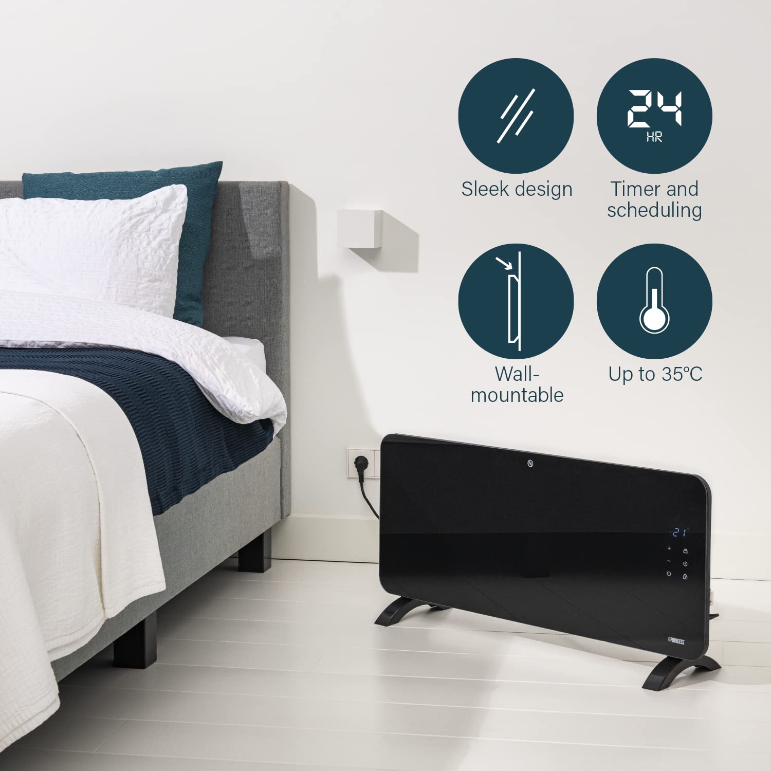 Princess Smart Panel Heater, Electric, Black, 2000 W, Smart Connected, Free  App, Free Standing or Wall Mounted, Child Safety Lock, 01.348200.02.001 :  Amazon.co.uk: DIY u0026 Tools