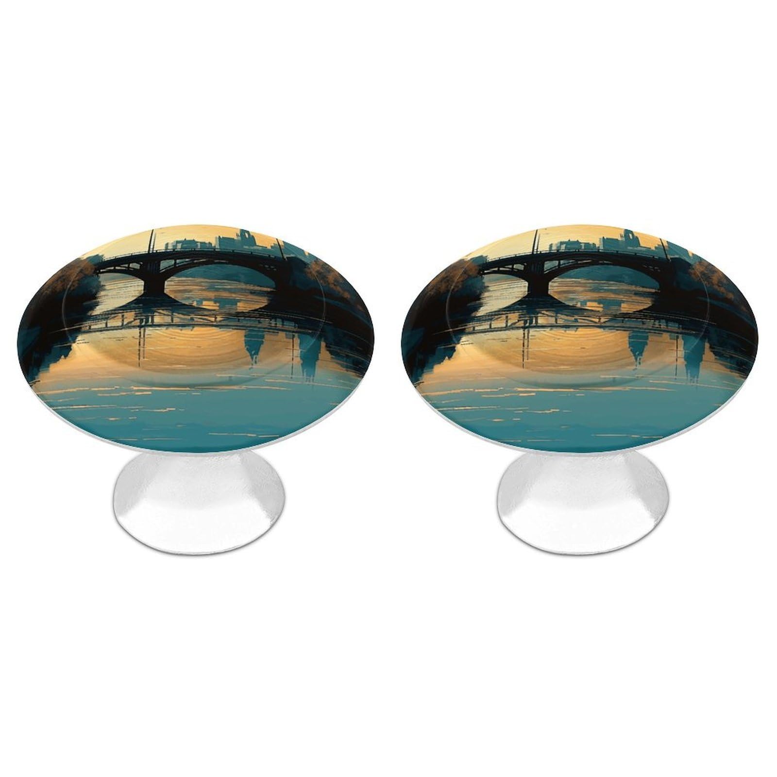 Btcowzrv Style Hand Drawn Buildings 2 Pack Cabinet Knobs Drawer Pulls