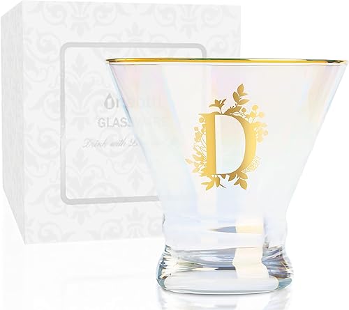 Miniatura 24 de Onebttl Vasos de Martini iridiscentes sin tallo con inicial L, regalos personalizados para mujeres, 8 onzas, regalos de cóctel, vasos de alcohol