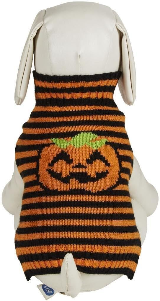 SimplyDogOrange Striped Pumpkin Sweater - X-Small