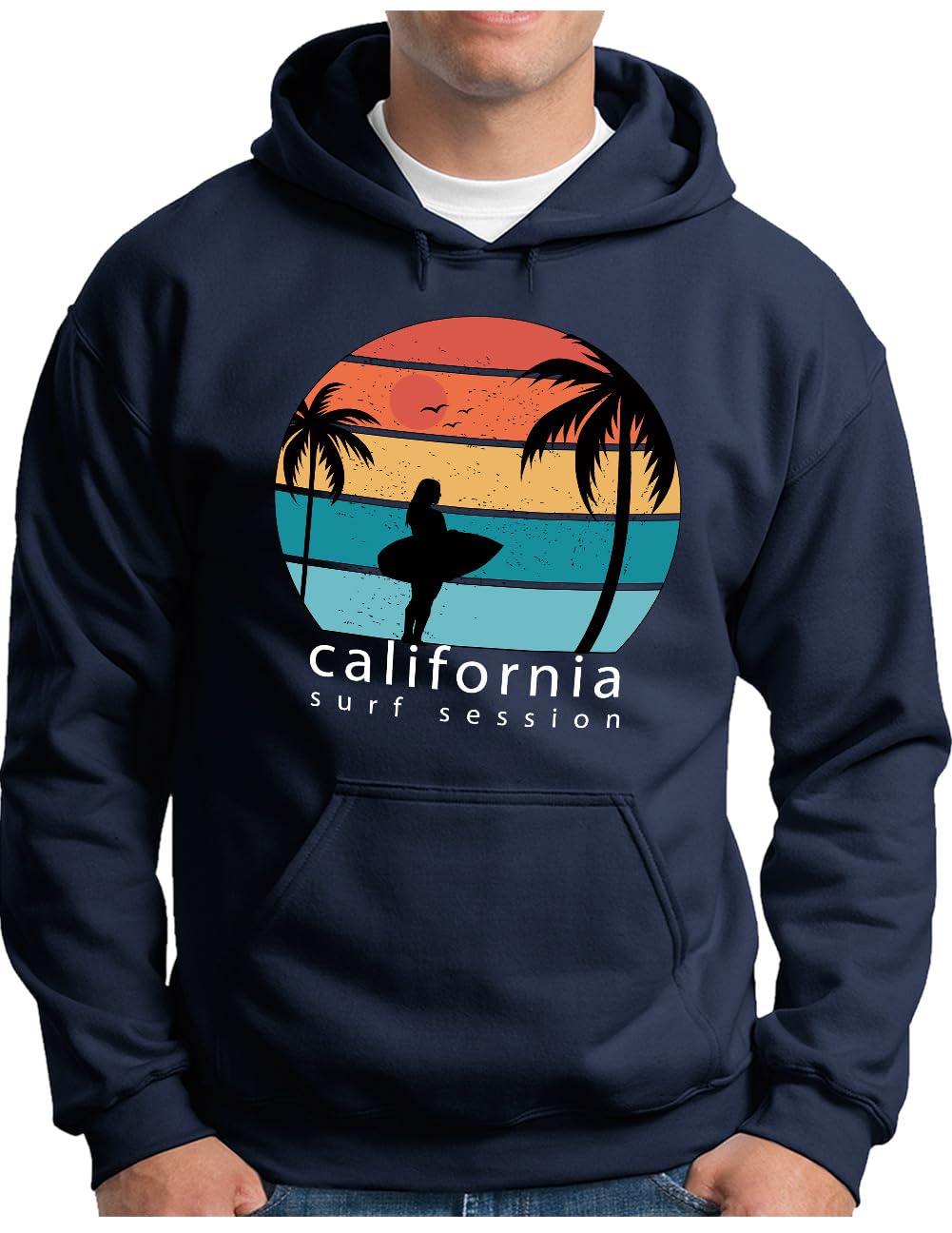 Pull à capuche homme Cali au logo rétro résistant en taille XXXXL
