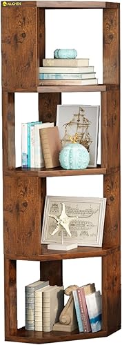 NEWSENDY Estantería de madera de 4 niveles, estante independiente para libros, moderno organizador de almacenamiento abierto para dormitorio, sala