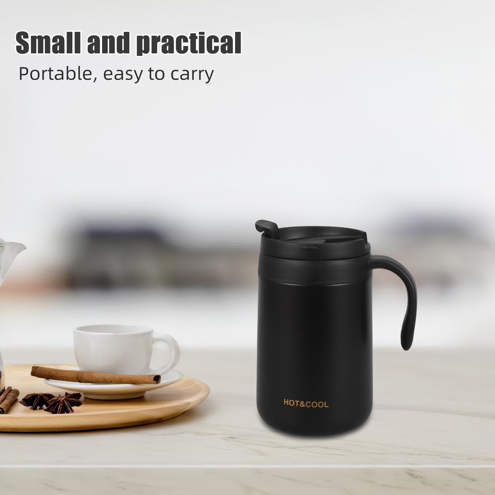 Tazza da Caffè Riutilizzabile in Acciaio Inossidabile Tazza Termica da Viaggio e Campeggio con Contagocce e Coperchio di Perdite da Viaggio per Preparazione di Bevande all Aperto