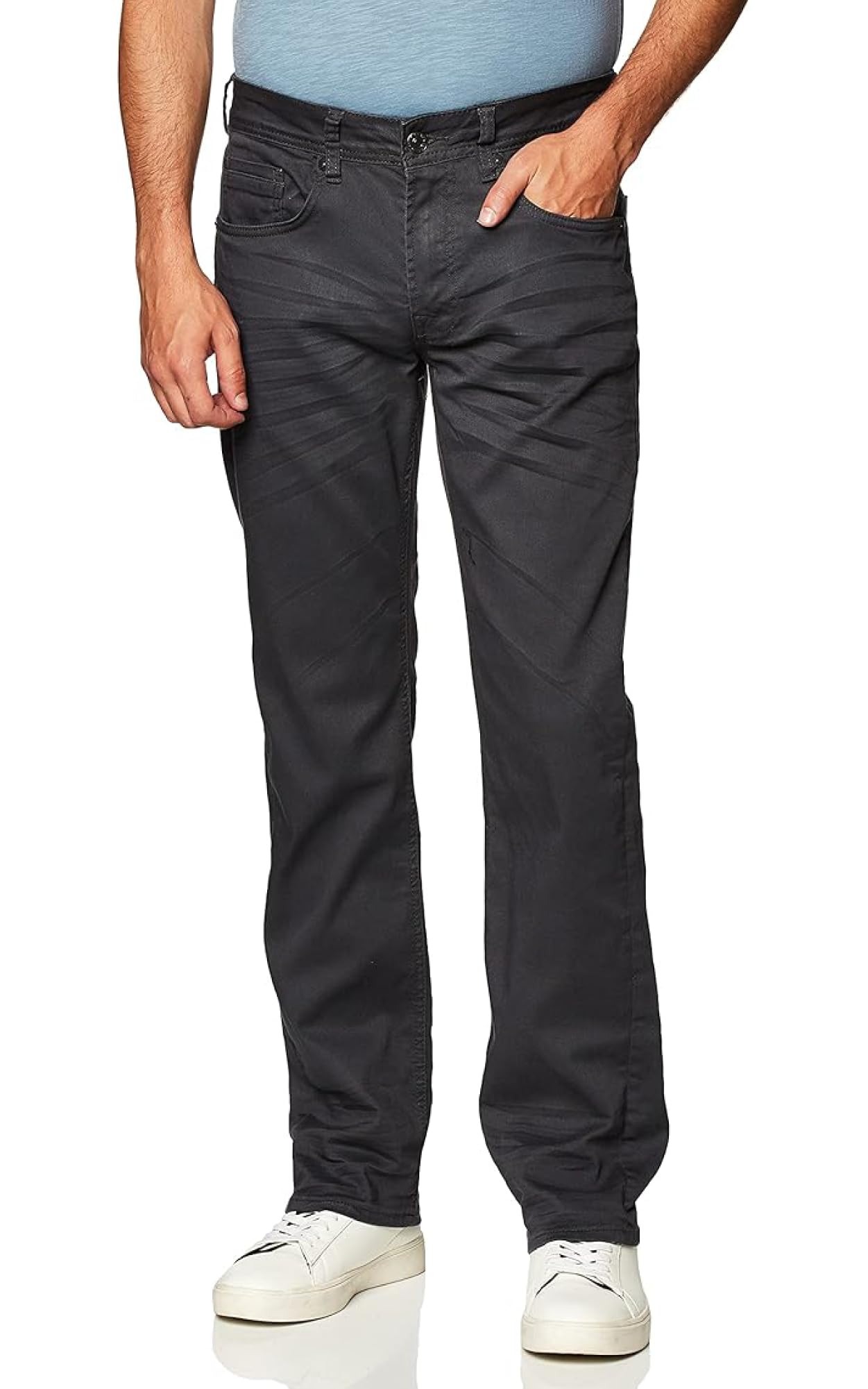 Buffalo David Bitton Men's Straight Six Jeans, Charcoal, 32W / 30L