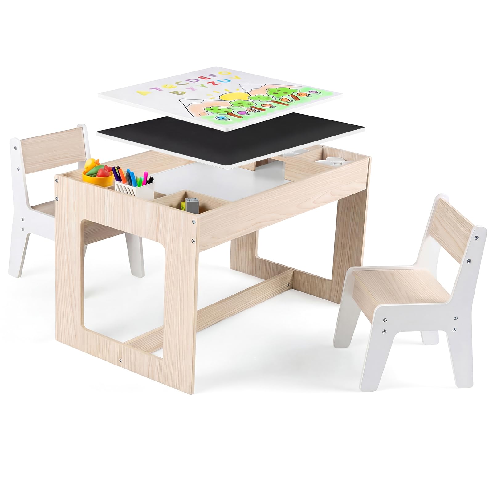Table d'activité pour enfant de 3 à 6 ans qui résout le manque de rangement