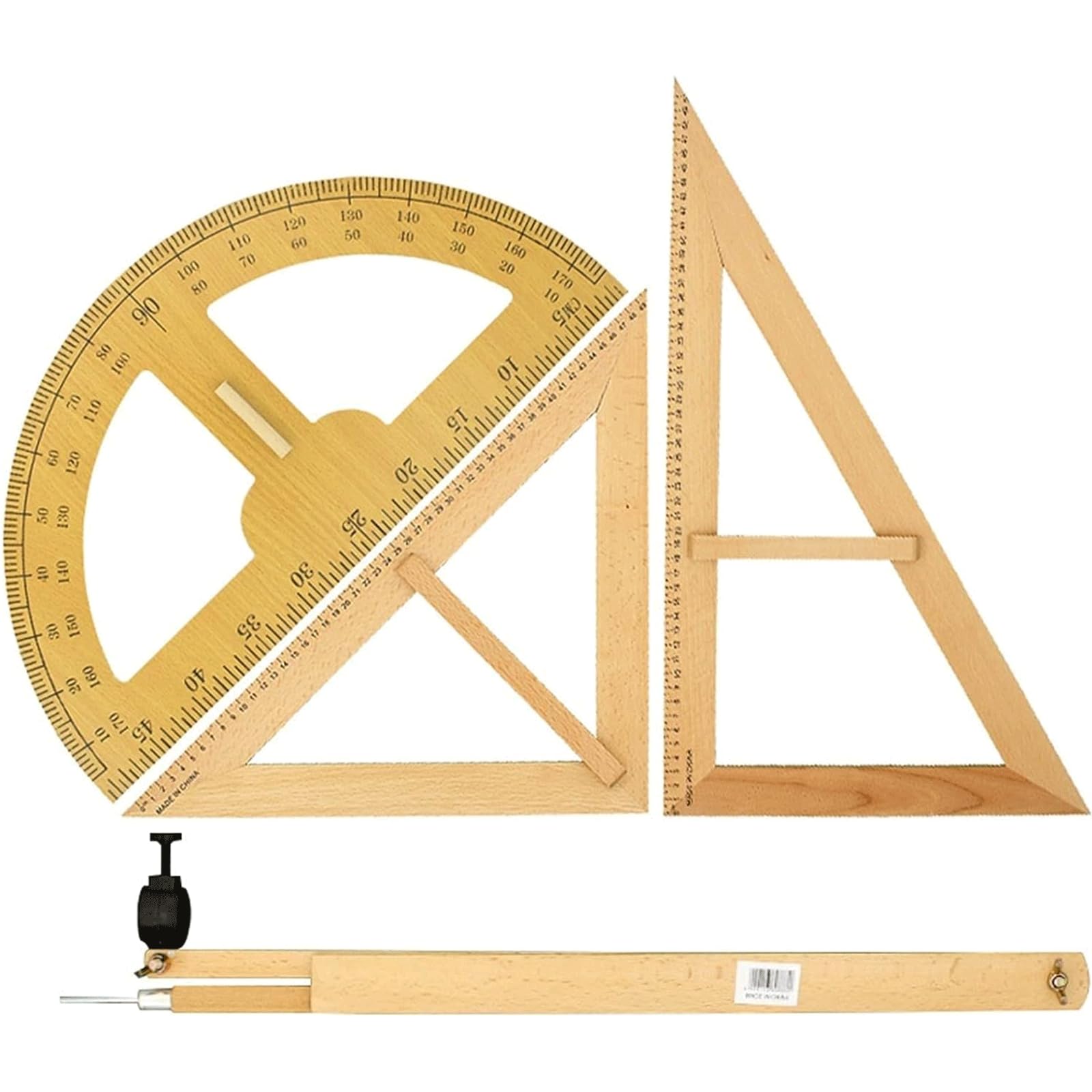 Kit De Compas À Dessin, Règle, Planche Triangulaire, Règle Rapporteur, Ensemble De Règles Triangulaires De 50 Cm, Grand Ensemble De Compas Pédagogiques en Bois Massif