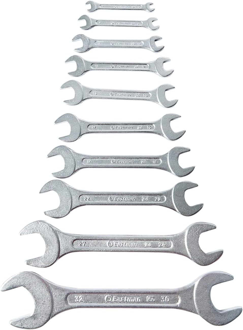 EastmanDoe Jaw Spanners - Crv Set Of 12Pcs, Kit-03/121M, Chrome Vanadium Steel, Chrome Plated - E-2001