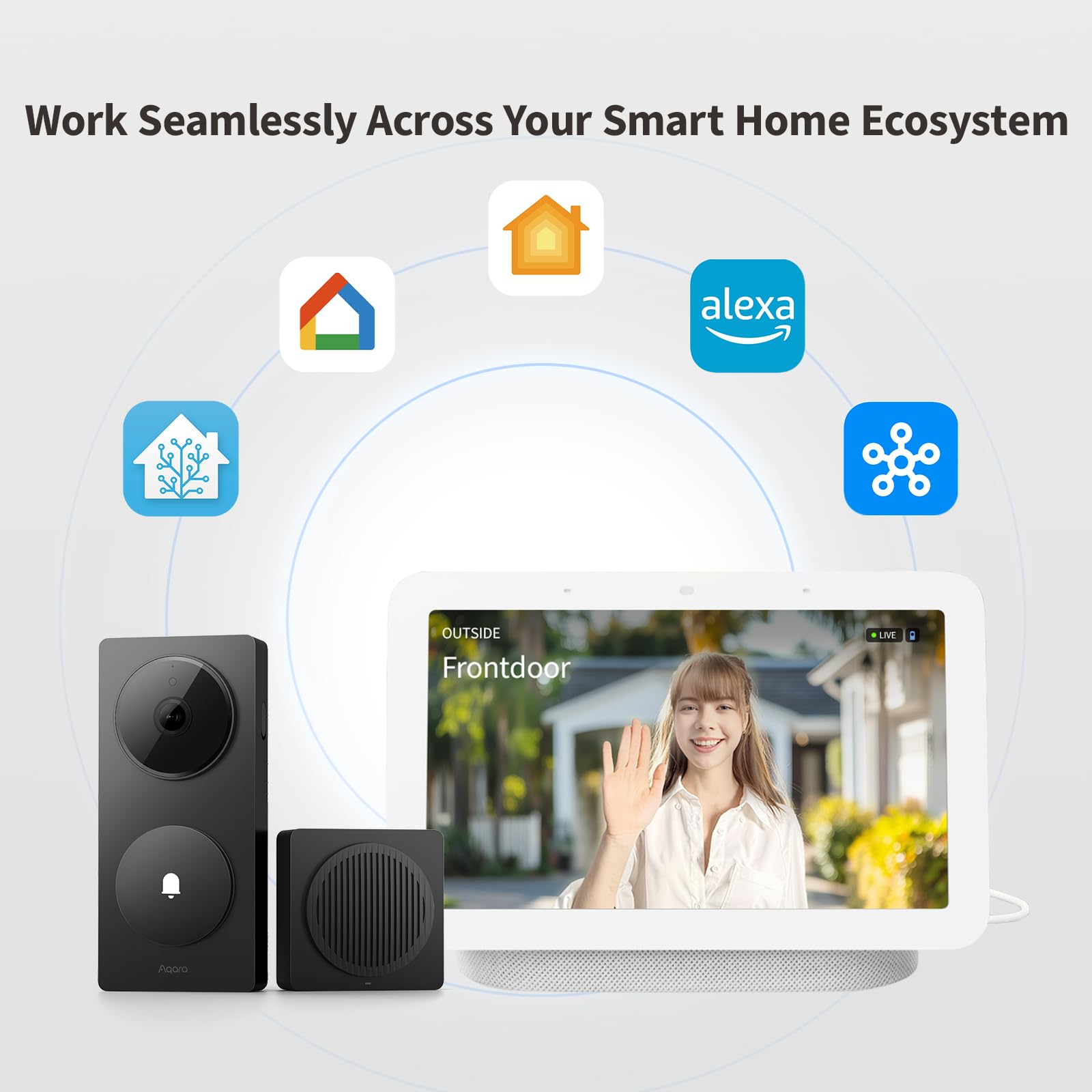 Aqara Smart Doorbell Camera G410 with Chime, 2K, HomeKit Secure Video, 2-Way Audio, Built-in Matter Hub, Wireless/Wired - Image 2