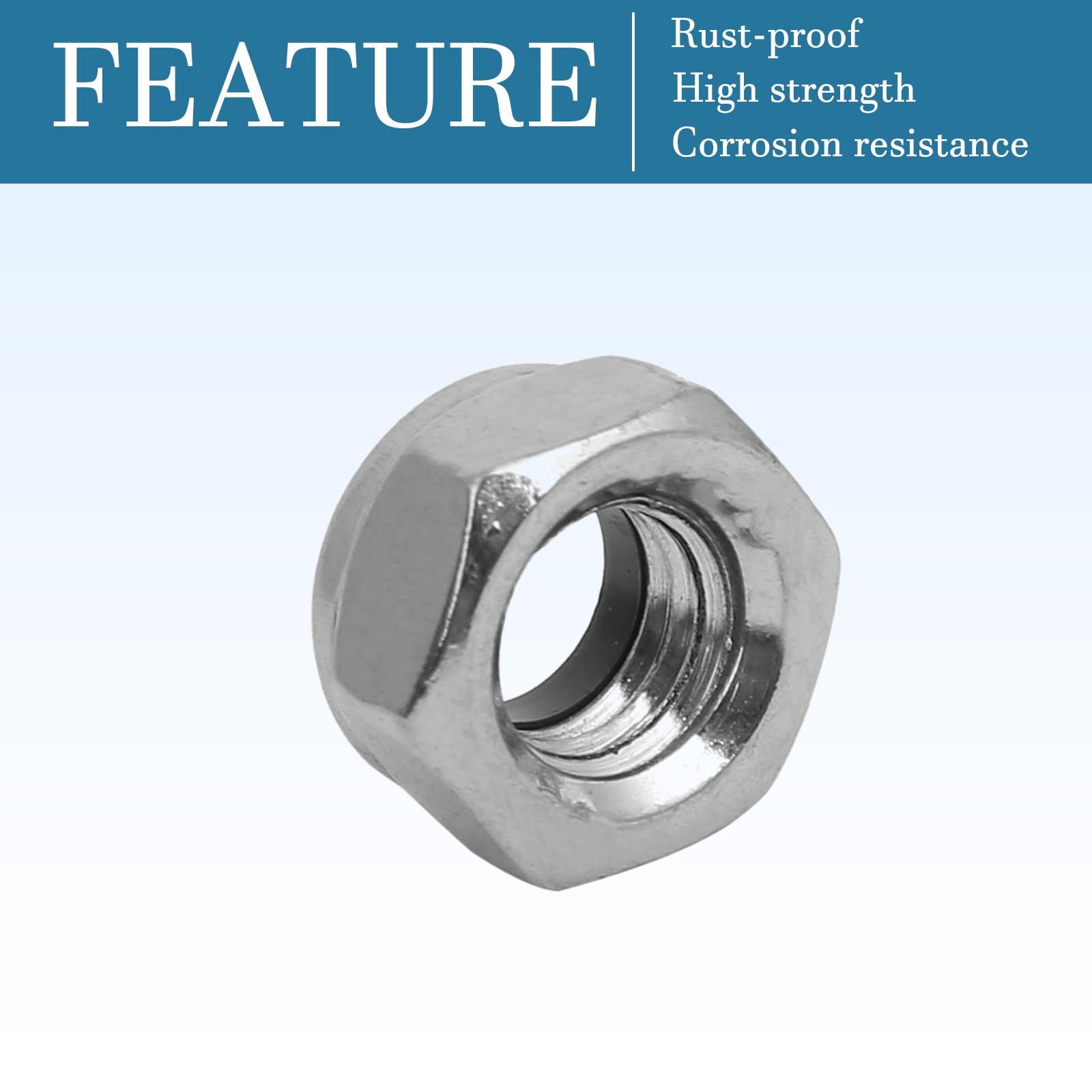 QUARKZMAN M8 x 1.25mm Hex Lock Dado x 4pz 304 Stainless Steel Left Hand Filettatura Blocco Inserito Esagonale Dado Elementi di fissaggio per Macchinari Fissaggio, [Argento Tono]