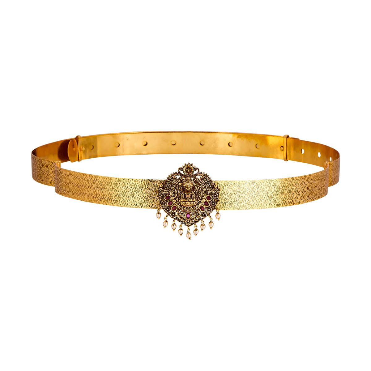kushal's Fashion Jewellery Ruby Gold Plated Antique Kamarbandh Waist Belt for Women | Adjustable Patti | Bridal, Bridesmaid & Occasion Wear - 465177-picture-36