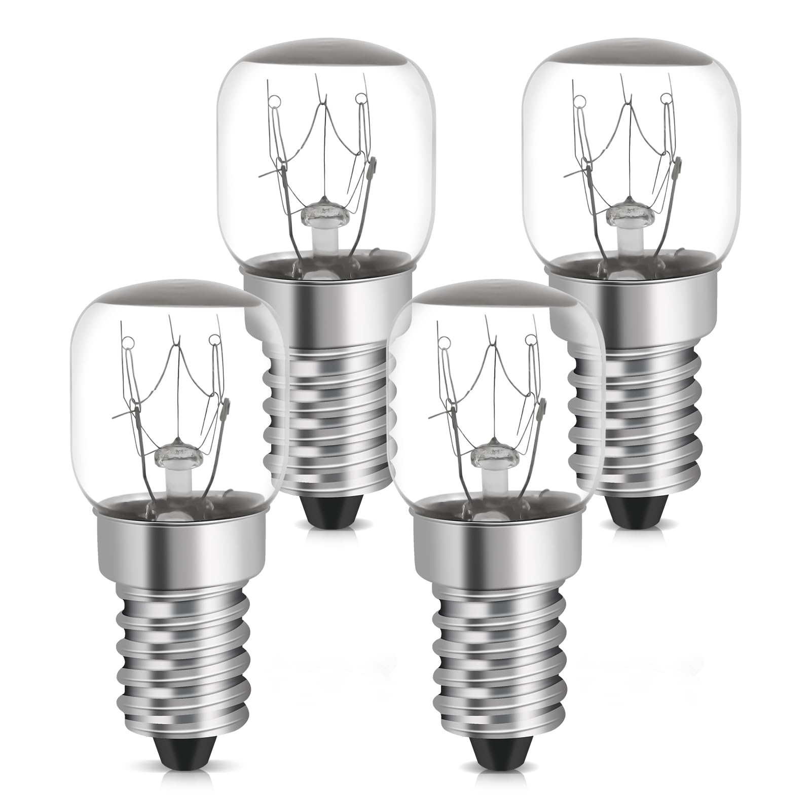 Backofenlampe E14 Glühbirne Backofen Backofenlampe 15w 300 Brad Hitzebeständig für Backofen, Grillöfen, Salzlampe, kühlschranklampe mit T22 Kapsel 4er 4 Stück