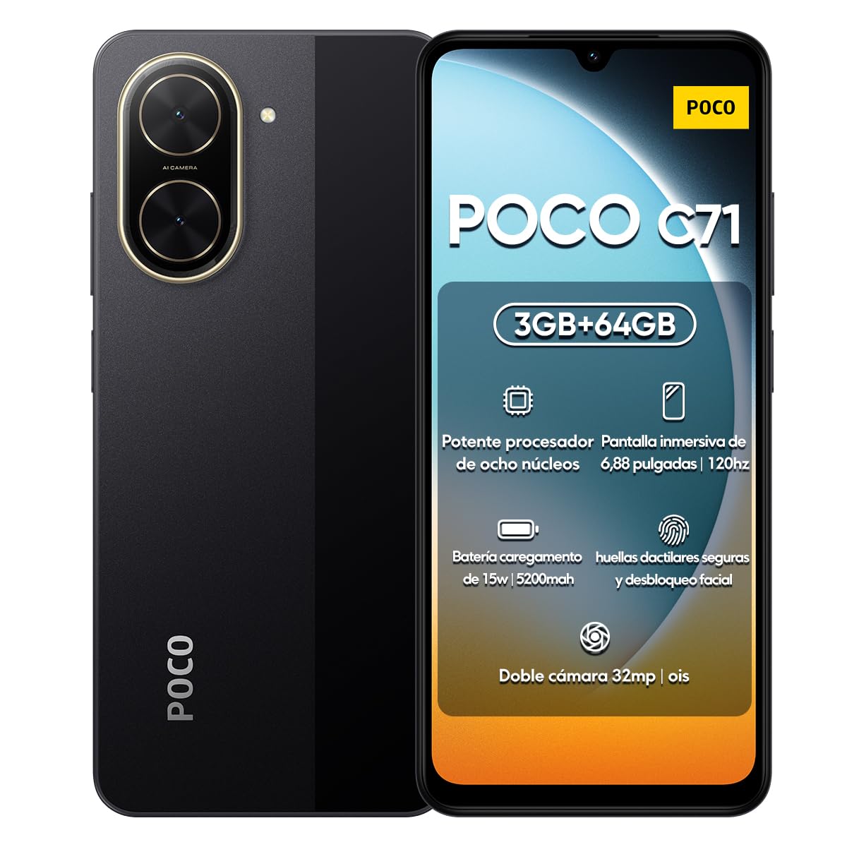 POCO C71 ブラック3台 Xiaomi Poco C71 4G 128GB ROM 4GB RAM Dual SIM GSM Unlocked