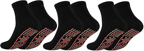 Calcetines térmicos cómodos de turmalina para invierno, cálidos, magnéticos, autocalentables, 3 calcetines impresos hasta la rodilla