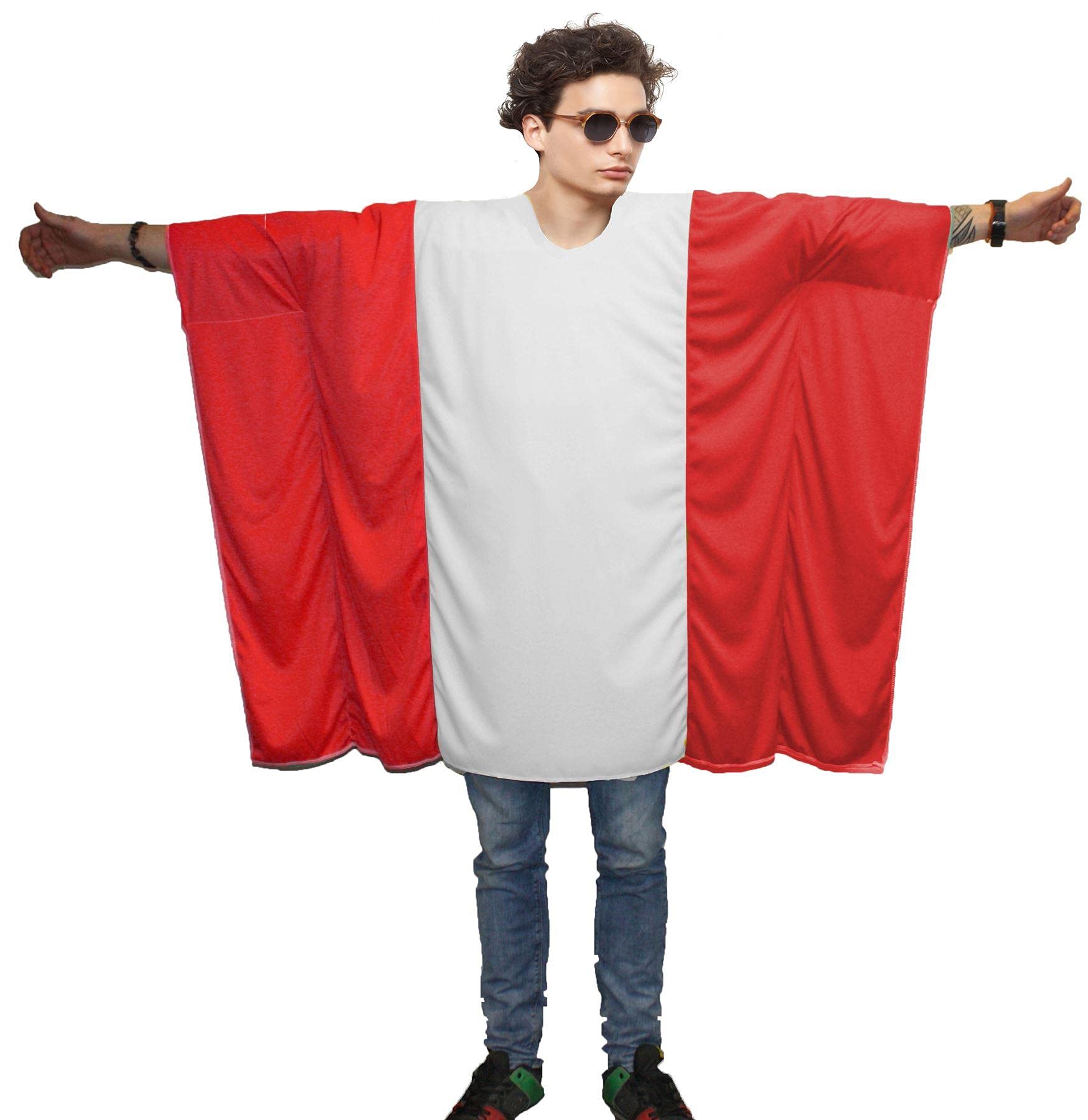 Adults National World Flag Country Themed Poncho Patriotic Sports Supporters Fancy Dress [Austria]