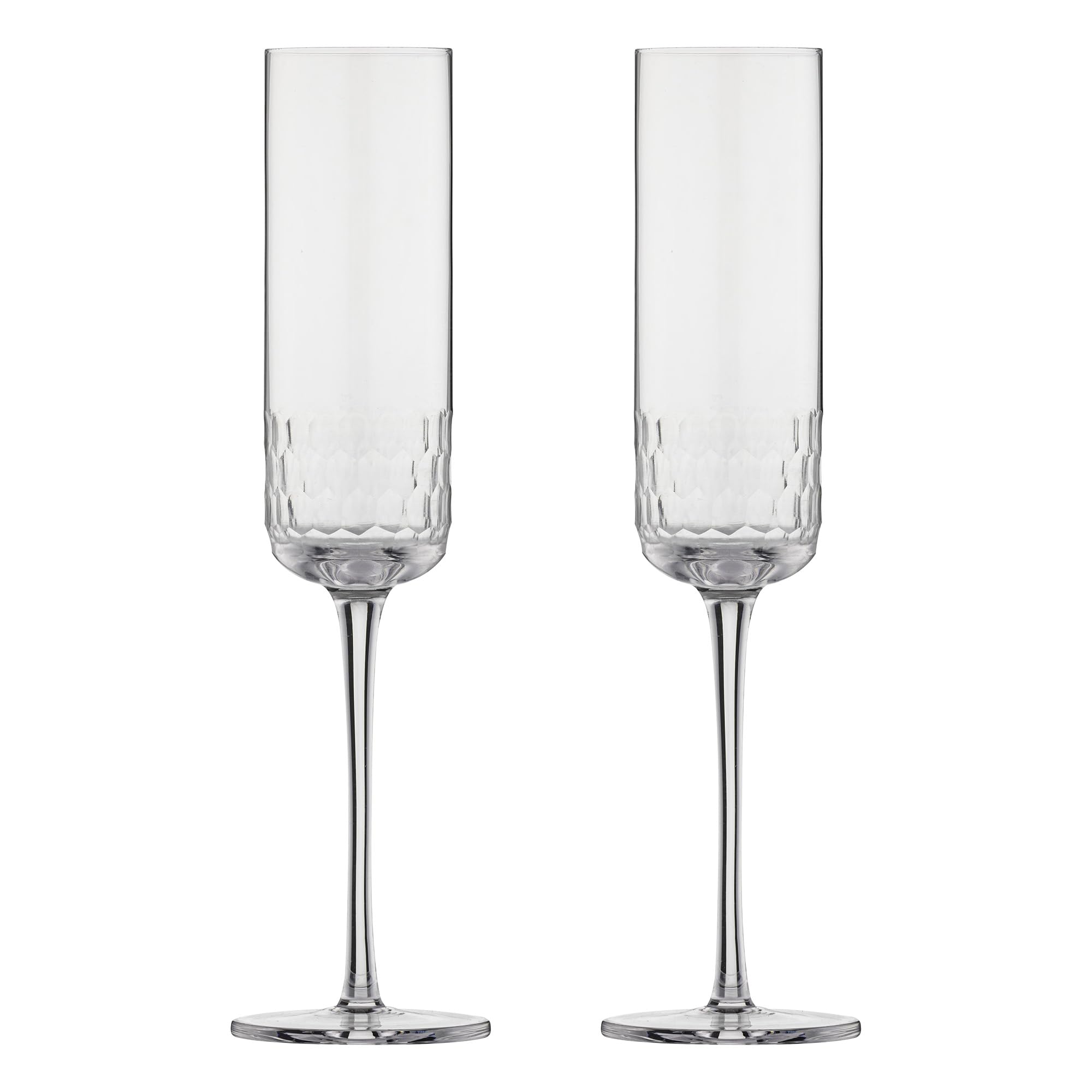 Ravenhead International Premium Pisa Champagne Flute Glasses Set of 2, 230ml - Elegant Tulip Flute Design for Cocktails, Mocktails, Juice & Wine | Fluted Glassware Set