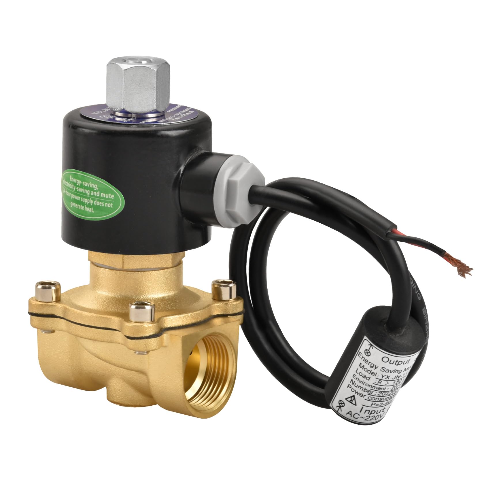 Heschen Brass Electric Solenoid Valve, 2W-200-20KJ, PT3/4'' Port, AC220V, Direct Action Water, Normally Open