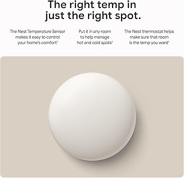 Google Nest Temperature Sensor (2nd Gen) - Room Comfort Sensor with Scheduling - Works with The Nest Learning Thermostat (3rd and 4th Gen) and Nest Thermostat E - Porcelain, White