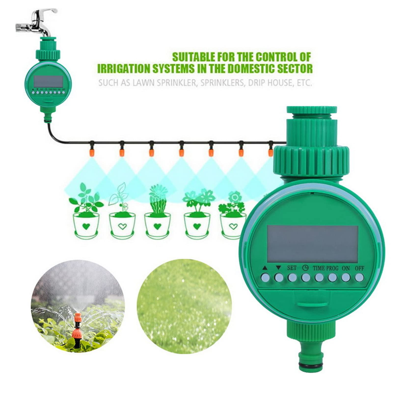 Temporizador de Agua, Controlador de riego por aspersión programable con Pantalla LCD y Filtro, riego automático para jardín y césped