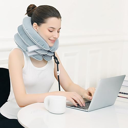 Miniatura 6 de Dispositivo de tracción cervical para aliviar el dolor de cuello, cuello de tracción inflable para descompresión de cuello, mejor soporte para el