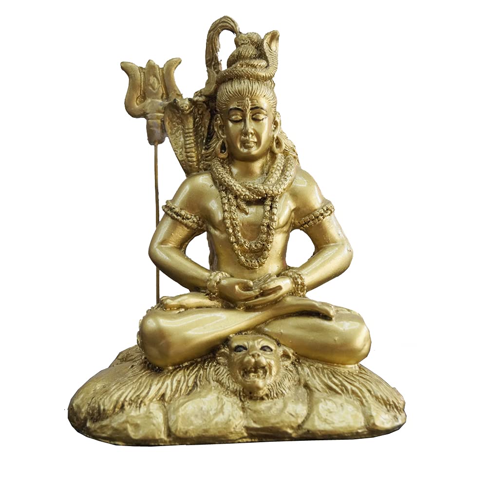 JRG Shiva Gold Antique Finish Idol Statue (12 cms x 8 cms x 15 cms)