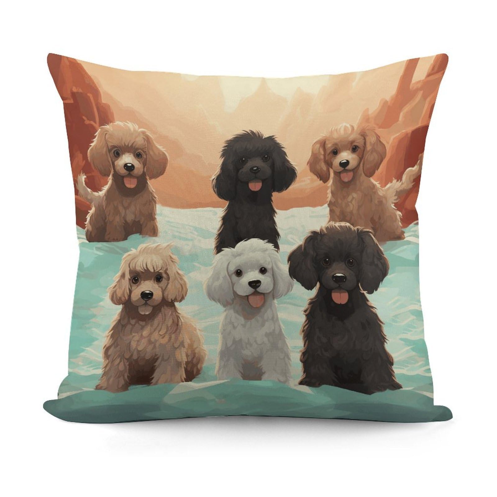VstaDank Poodles Dogs Throw Pillow Covers Fade-Resistant Plush Pillow Case Cozy Square Cushion Case Removable Pillowcase Exquisite Pillow Shams Soft Pillow Protector 18"x18"