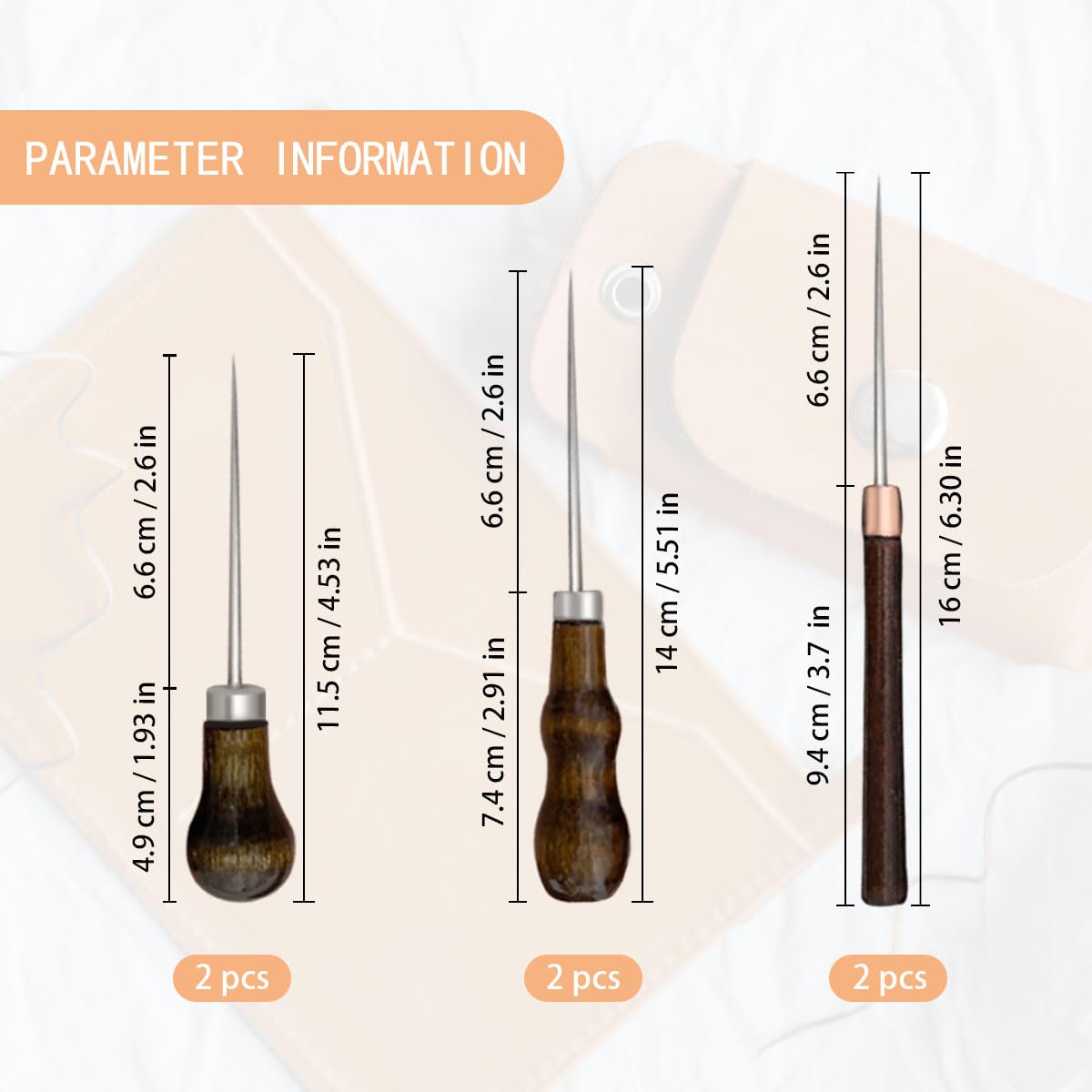 6 herramientas de punzón, herramienta de punzón de cuero, herramientas de perforación con mango en forma de calabaza para perforación de costura de cuero