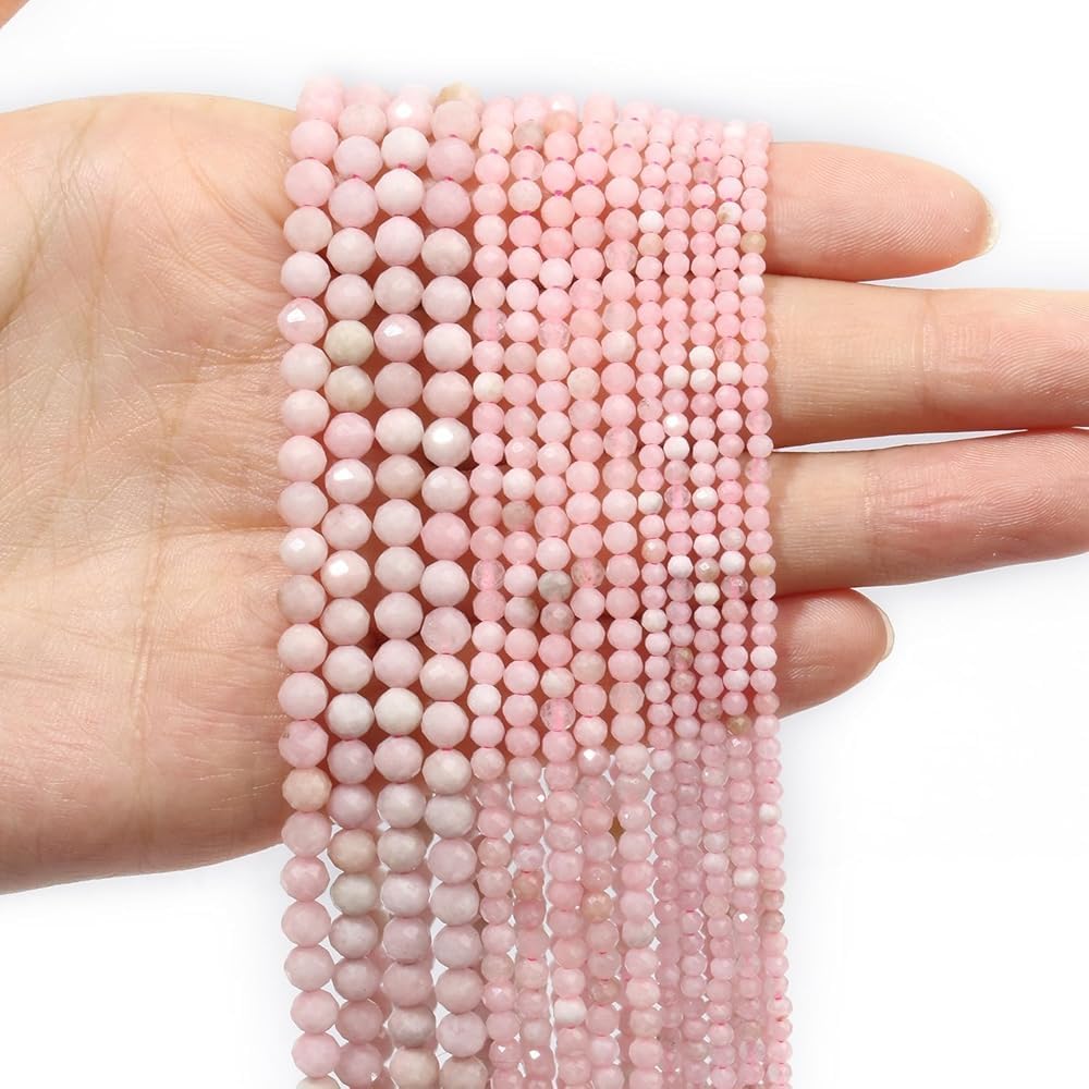 4mm 90pcs Natural Pink Opal Stone Beads, Songxi Small Faceted Round Loose Gemstone for Jewelry Making, DIY Art and Craft, Bracelet Necklace (1 Strand)