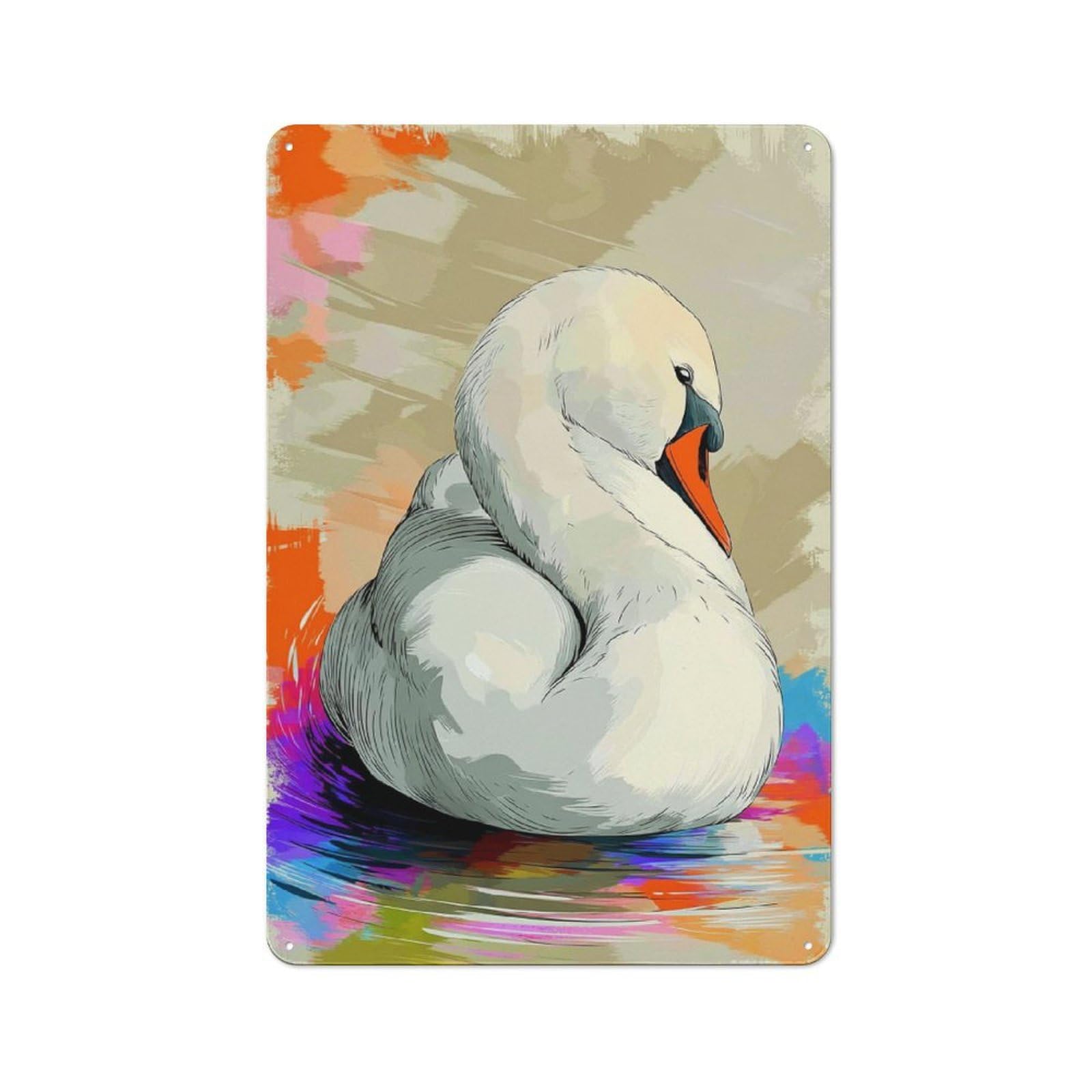30x20cm Vintage Metal Sign with Swan Serenity Abstract Art -2 for Café Or Restaurant, New Home Wall Decor for Restaurant Decor Fans