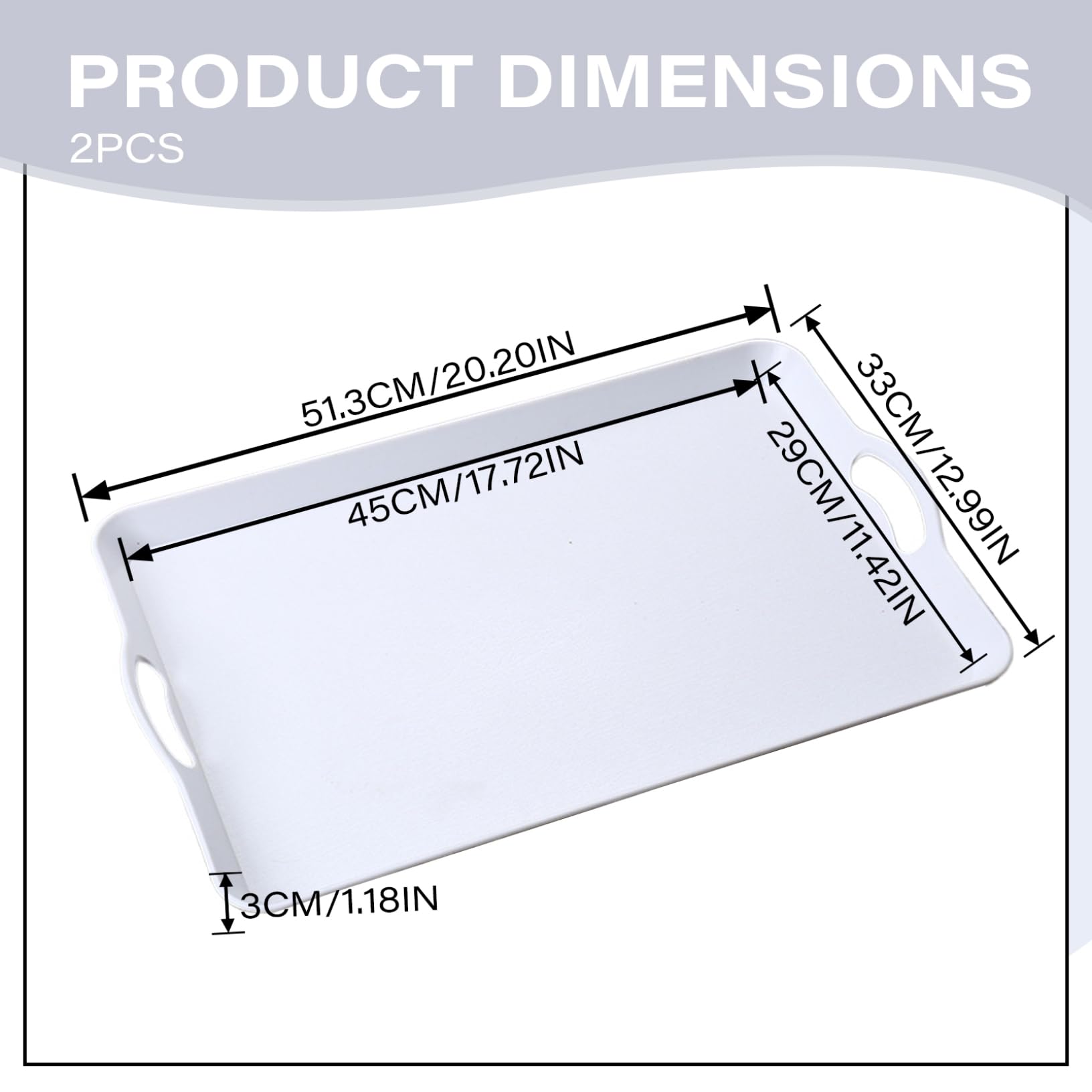 2 Platos Grandes para Servir con Asas de 20.2 x 13 Pulgadas, Bandeja Antideslizante para Parrilla de Grano de Madera, Bandeja Lavable para Servir Alimentos para Frutas, bocadillos, Magdalenas, a
